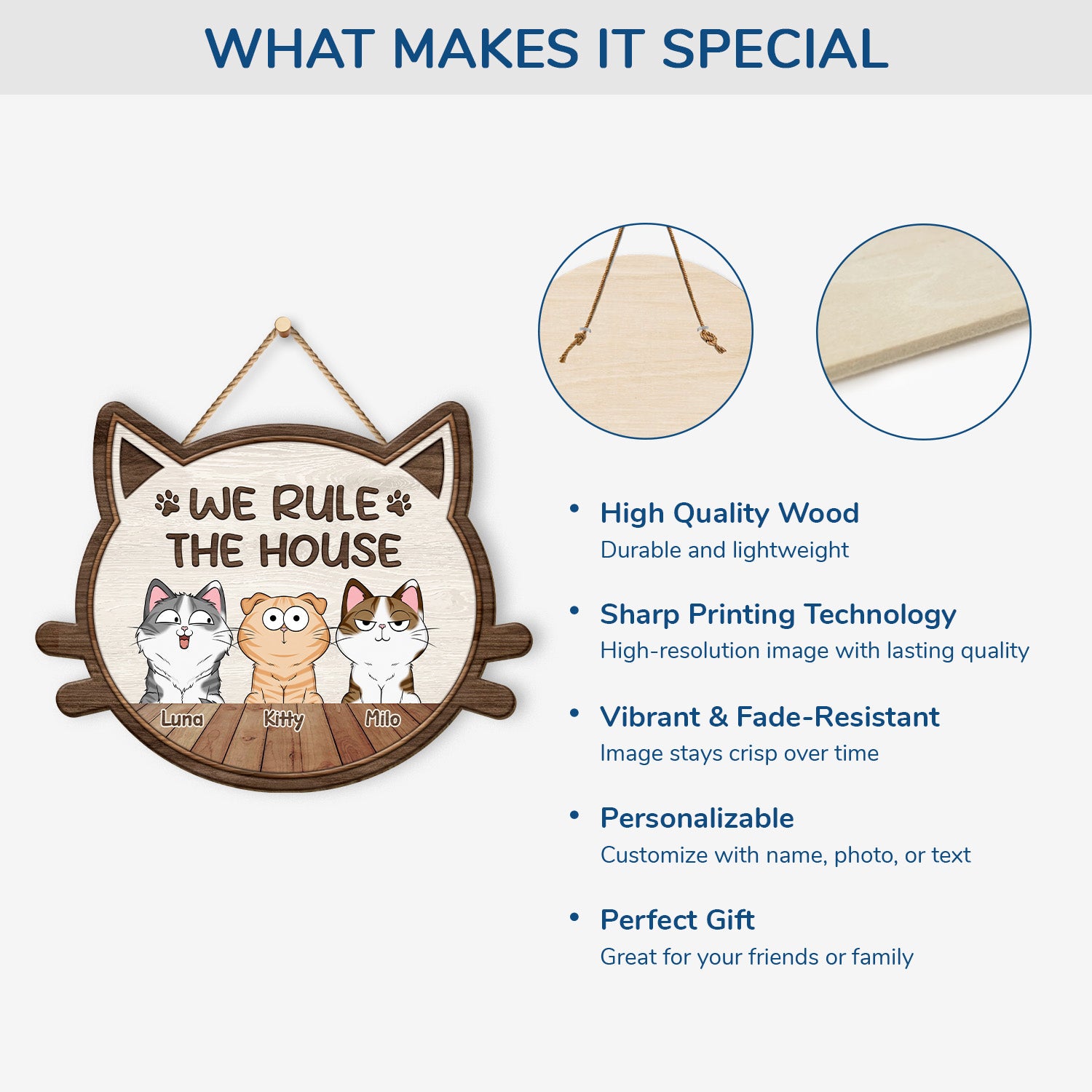 5094QUK4 personalised we rule the house wood sign for cat lovers 5094Q8ITD