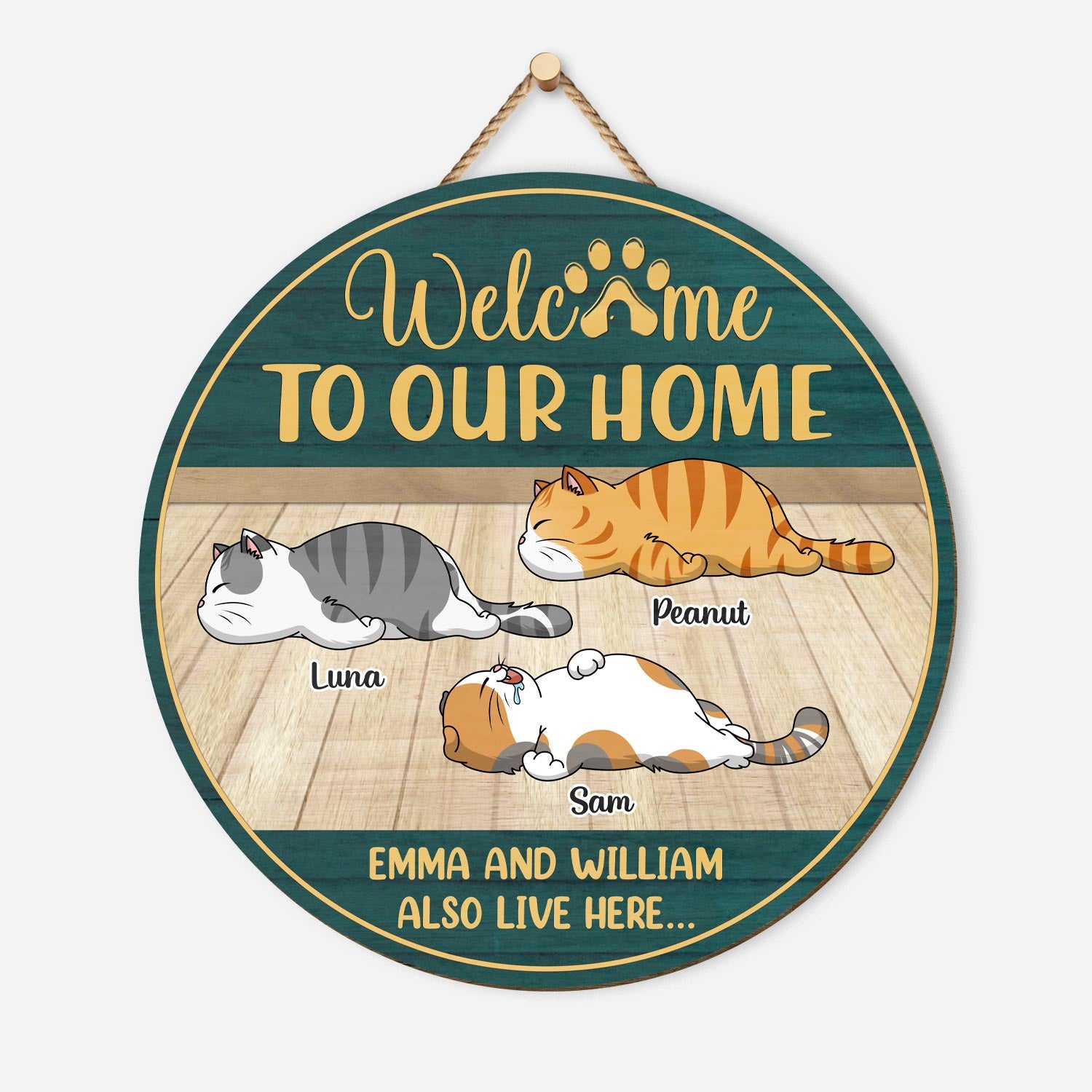 5115QUK1 custom gifts for cat owners wooden welcome signs for homes_ 5115Q6YAD