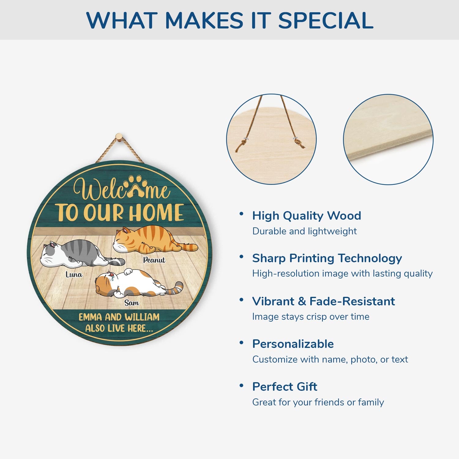 5115QUK4 custom gifts for cat owners wooden welcome signs for homes_ 5115Q6YAD