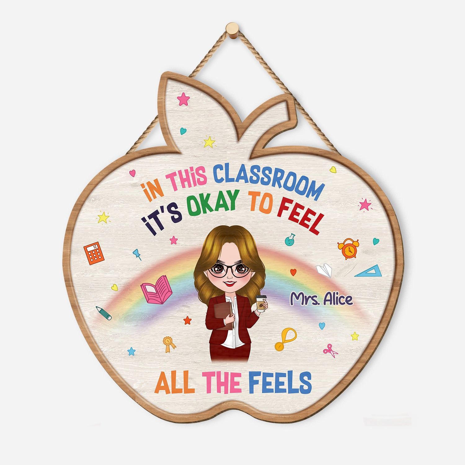 5119QUS1 custom wood sign for teacher its okay to feel all the feels_ 5119Q36NT