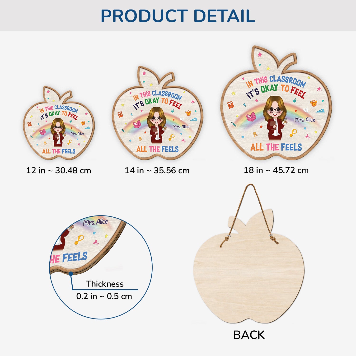 5119QUS3 custom wood sign for teacher its okay to feel all the feels_ 5119Q36NT