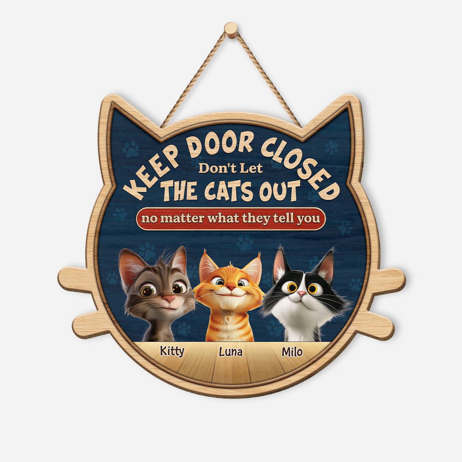 5123QUK1 custom keep door closed sign wooden funny gifts for cat lovers 5123Q3GMD