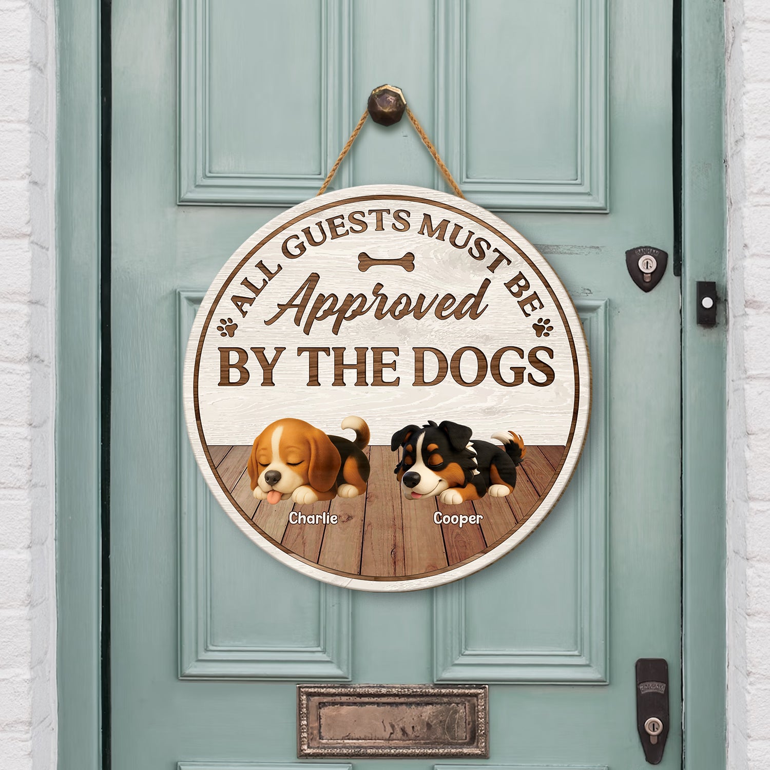 5125QUK2 custom wood dog signs_ all guests must be approved by the dog_ 5125Q3GNC