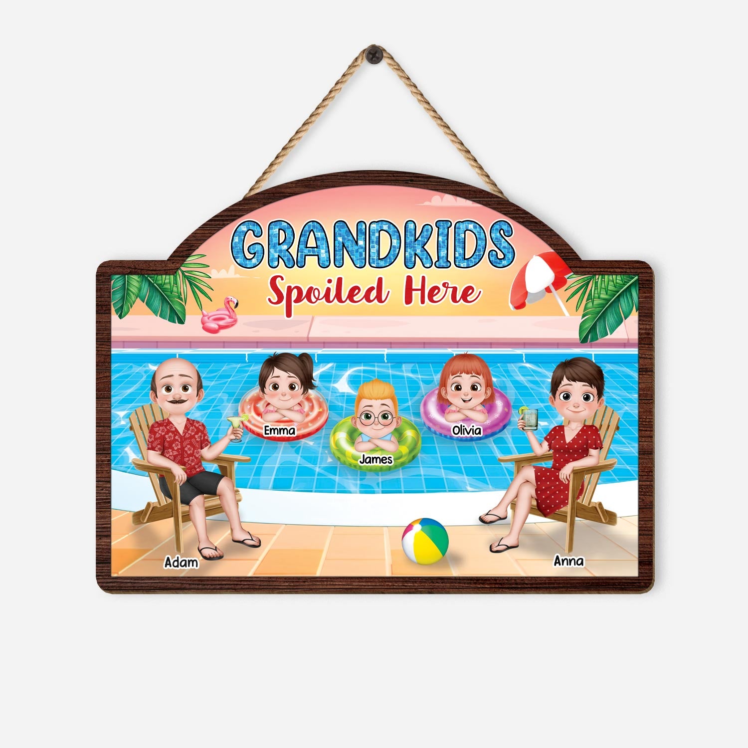 5127QUS1 custom gifts for grandparents grandkids spoiled here wood sign 5127Q3MAI