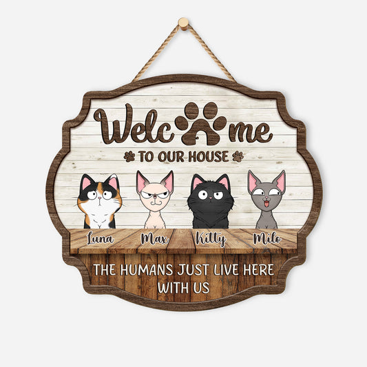 5135QUK1 custom cat gifts for humans wooden welcome signs for homes_ 5135QKYND