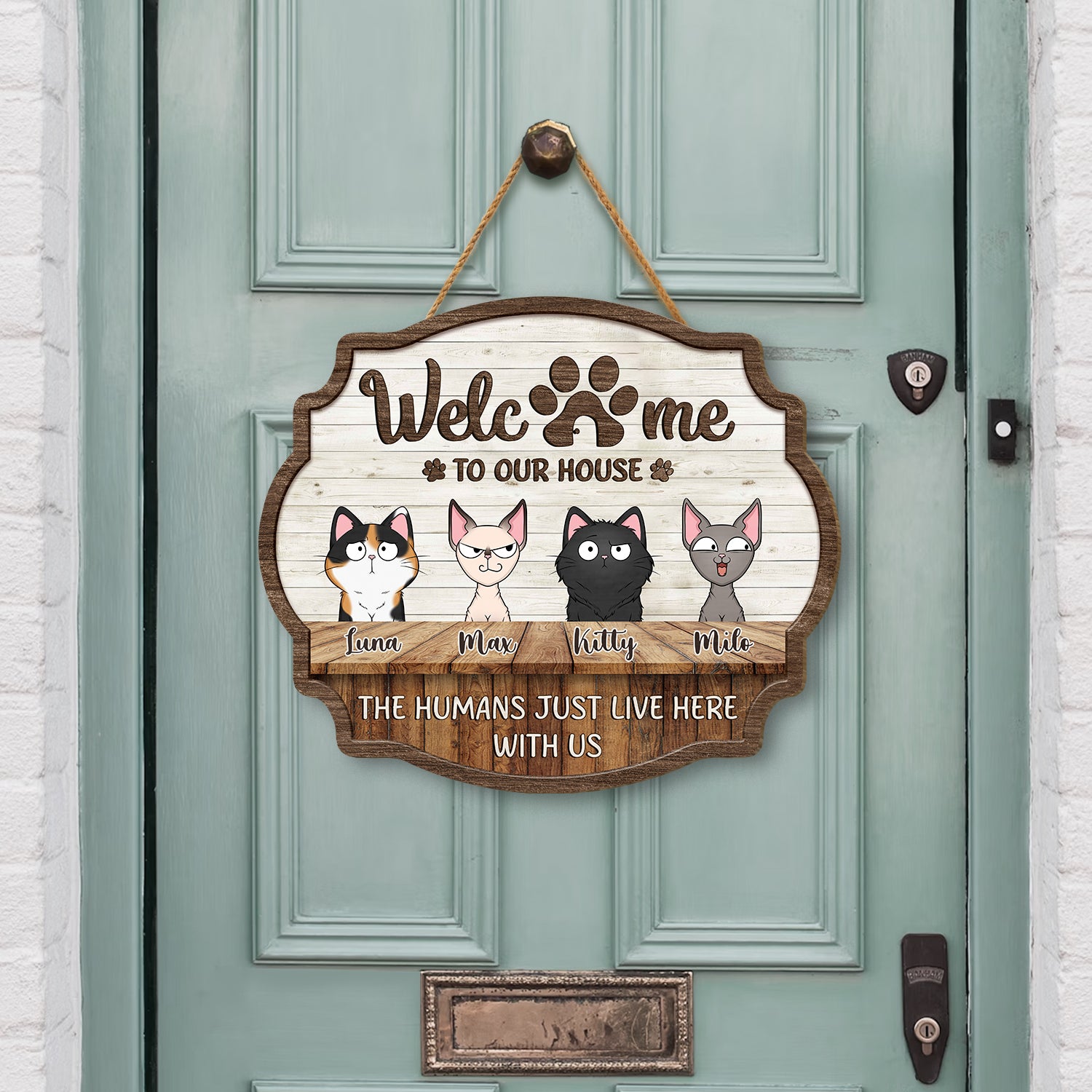 5135QUK2 custom cat gifts for humans wooden welcome signs for homes_ 5135QKYND