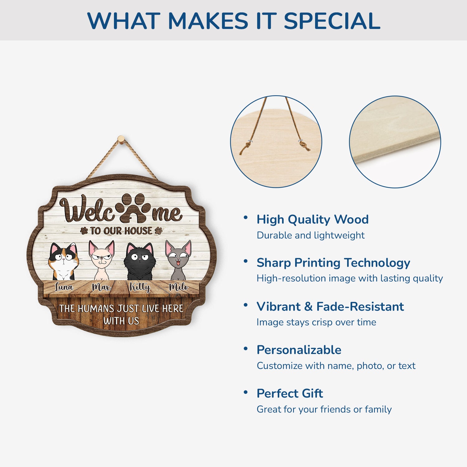 5135QUK4 custom cat gifts for humans wooden welcome signs for homes_ 5135QKYND