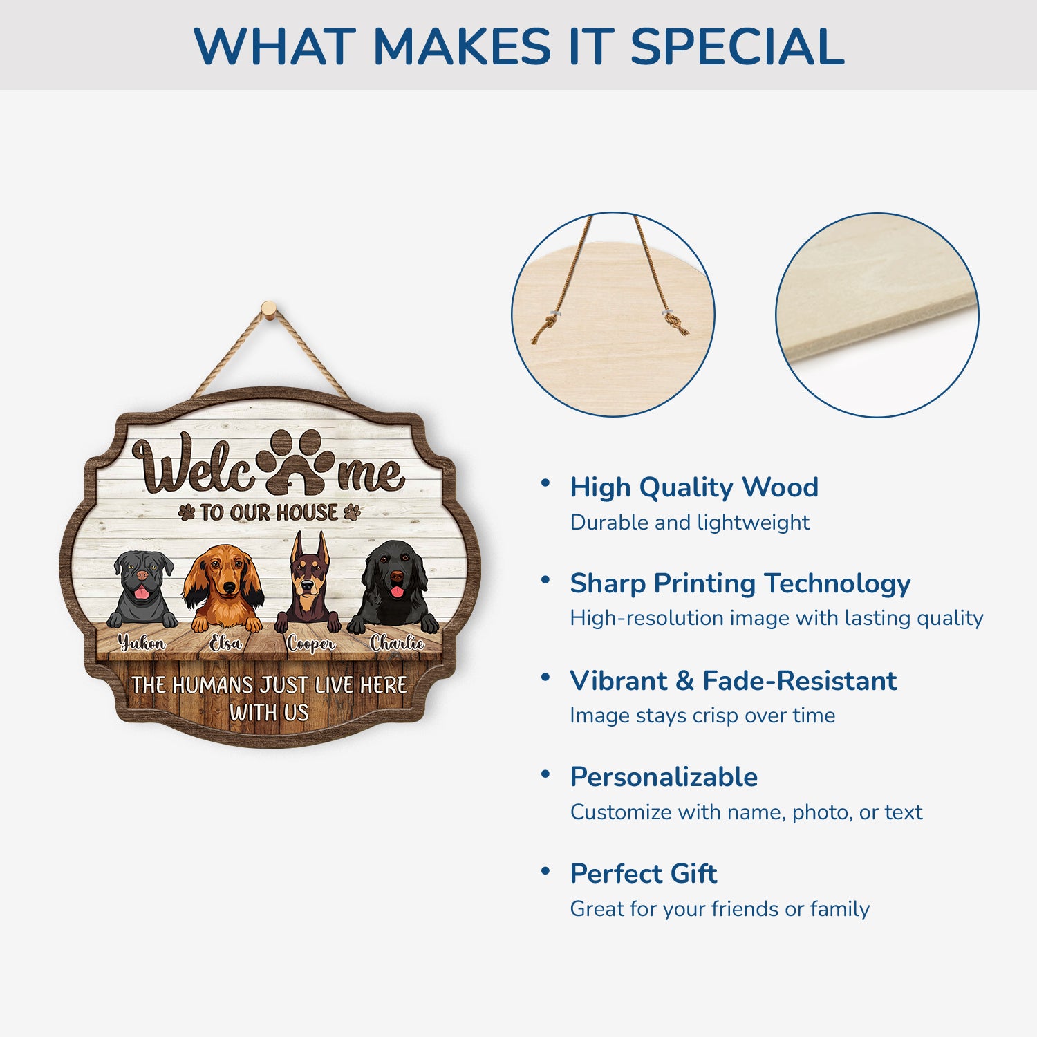 5135QUK4 custom gifts for dog lovers wooden welcome signs for homes_ 5135QKYNC