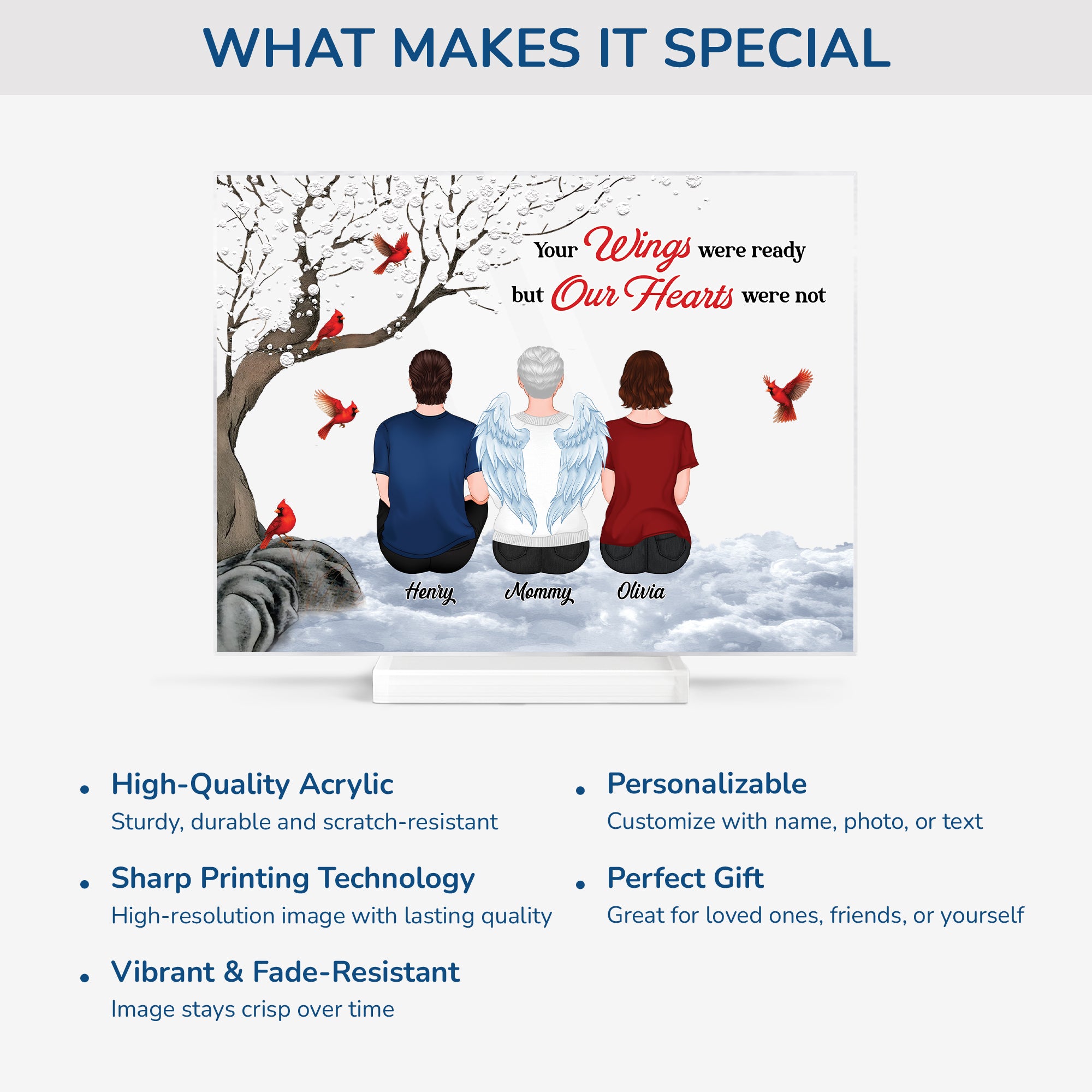 5147RUS5 custom acrylic plaques your wings were ready but our hearts were not 5147R36ZA