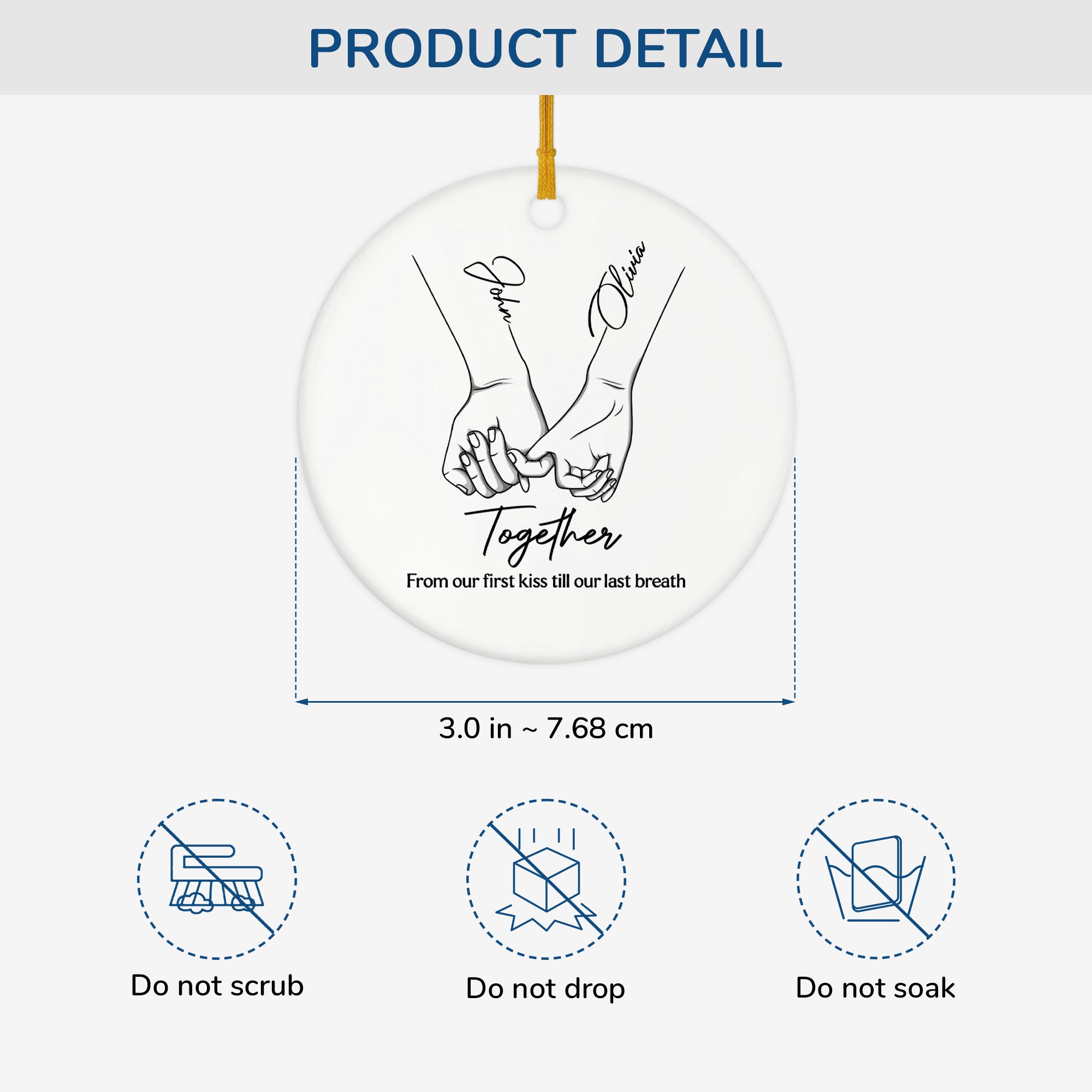 5150OUS3 personalized couple gifts first kiss to last breath ceramic ornament 5150OTQNG