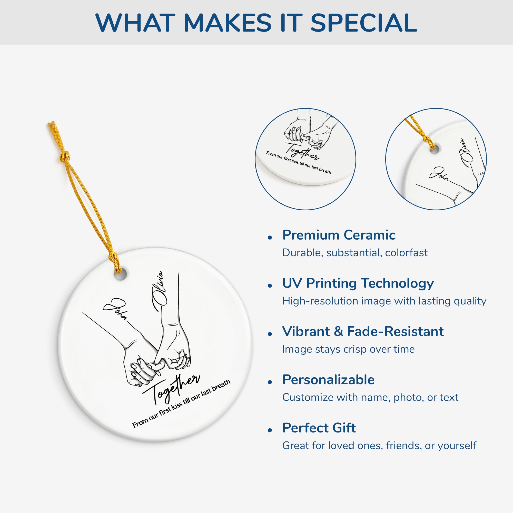 5150OUS4 personalized couple gifts first kiss to last breath ceramic ornament 5150OTQNG