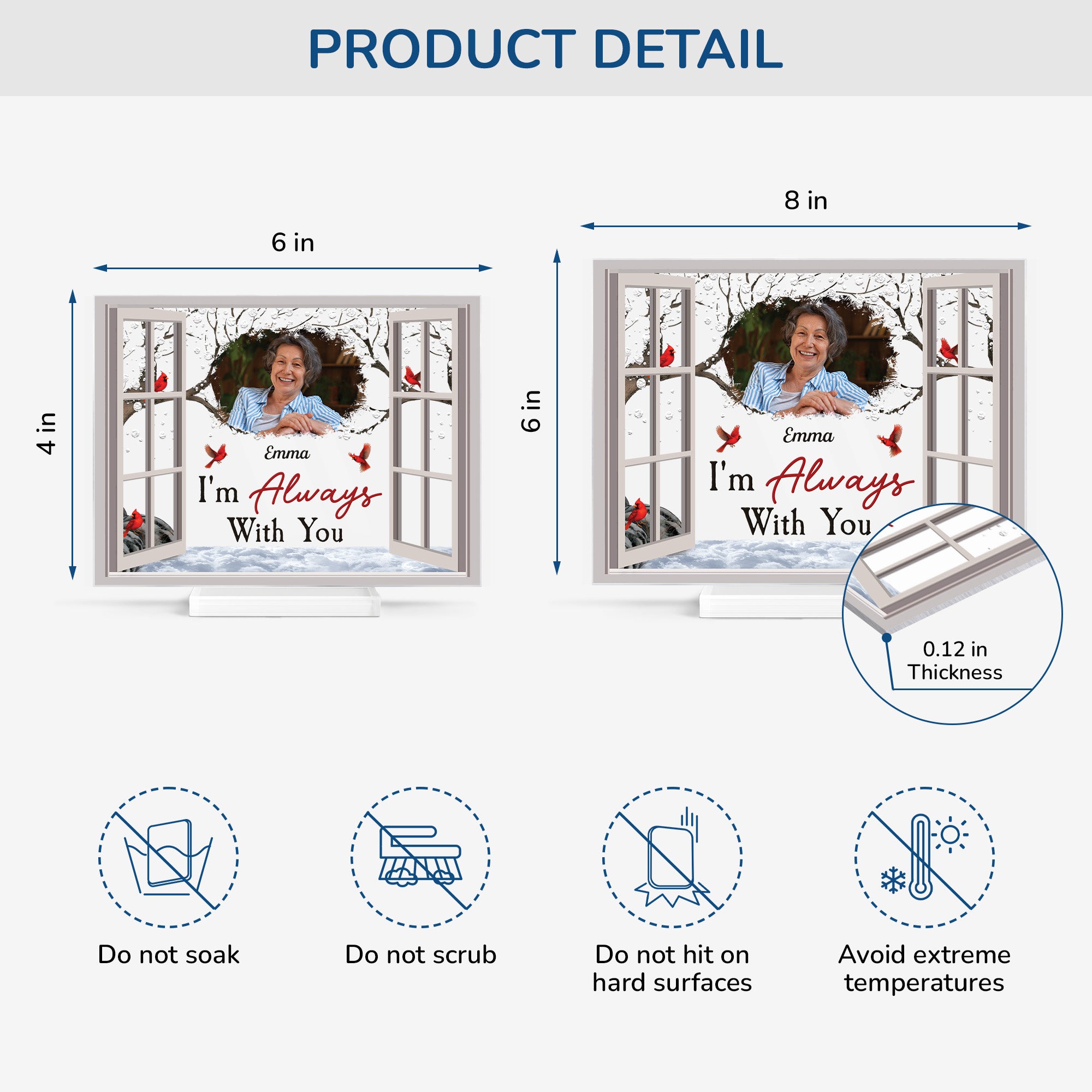 5153RUS4 personalized memorial gifts with photo acrylic plaque with stand 5153RTMTA