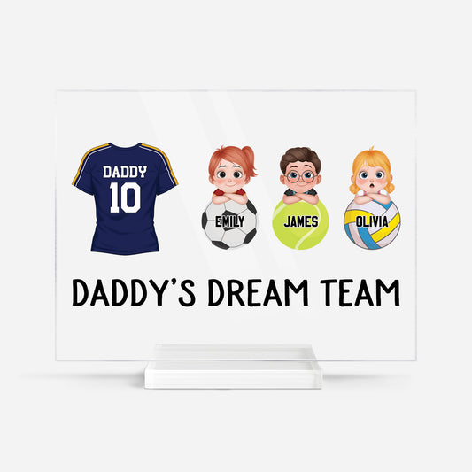 5166RUK1 custom dad gifts daddys dream team acrylic plaque with stand 5166RTYMB