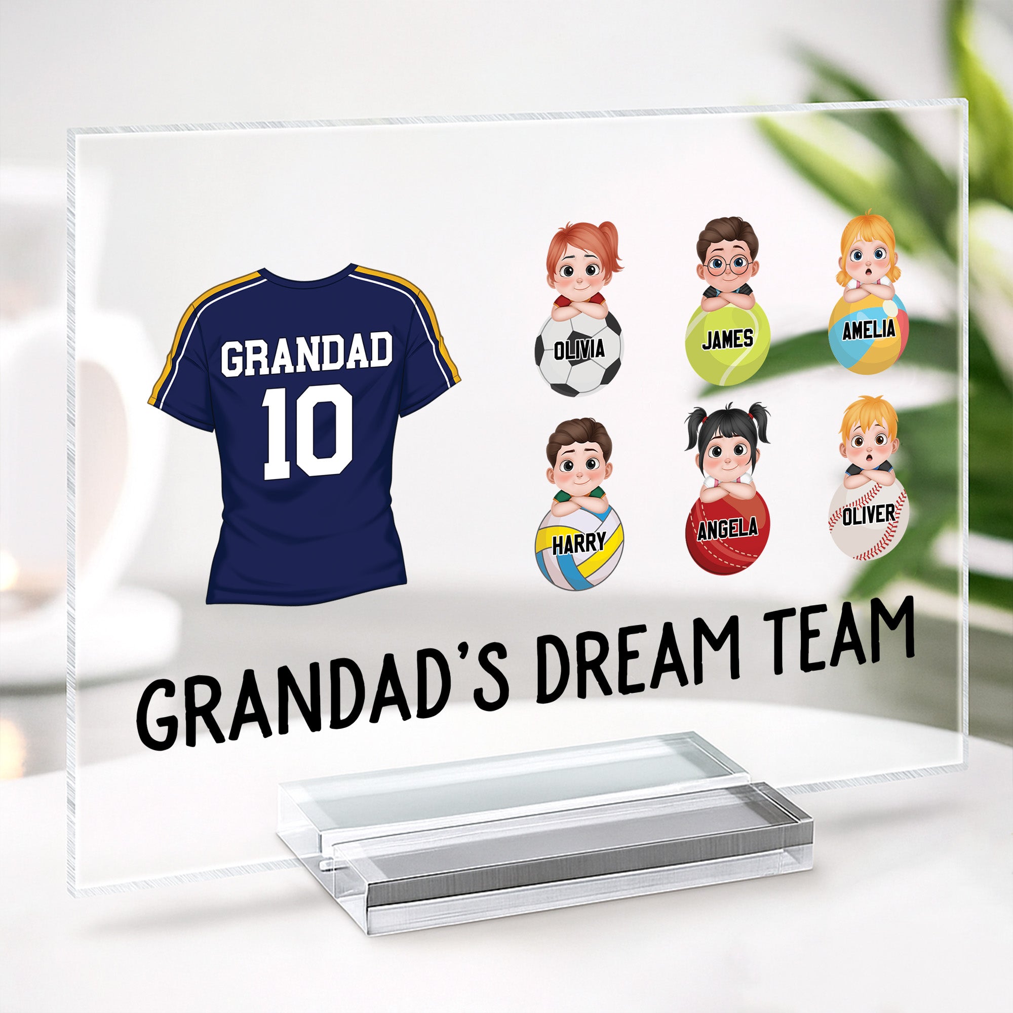 5166RUK2 custom dad gifts daddys dream team acrylic plaque with stand 5166RTYMB