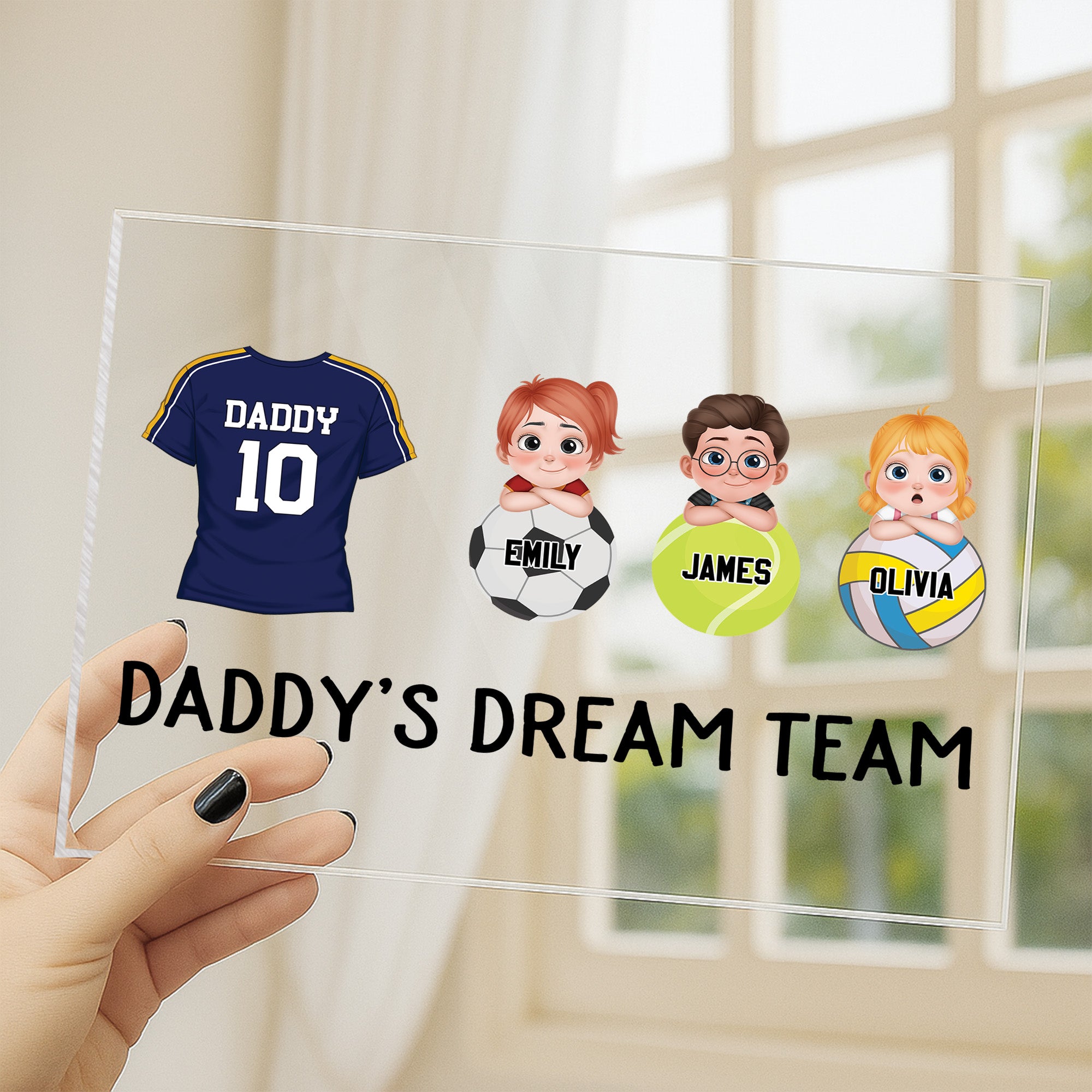 5166RUK3 custom dad gifts daddys dream team acrylic plaque with stand 5166RTYMB