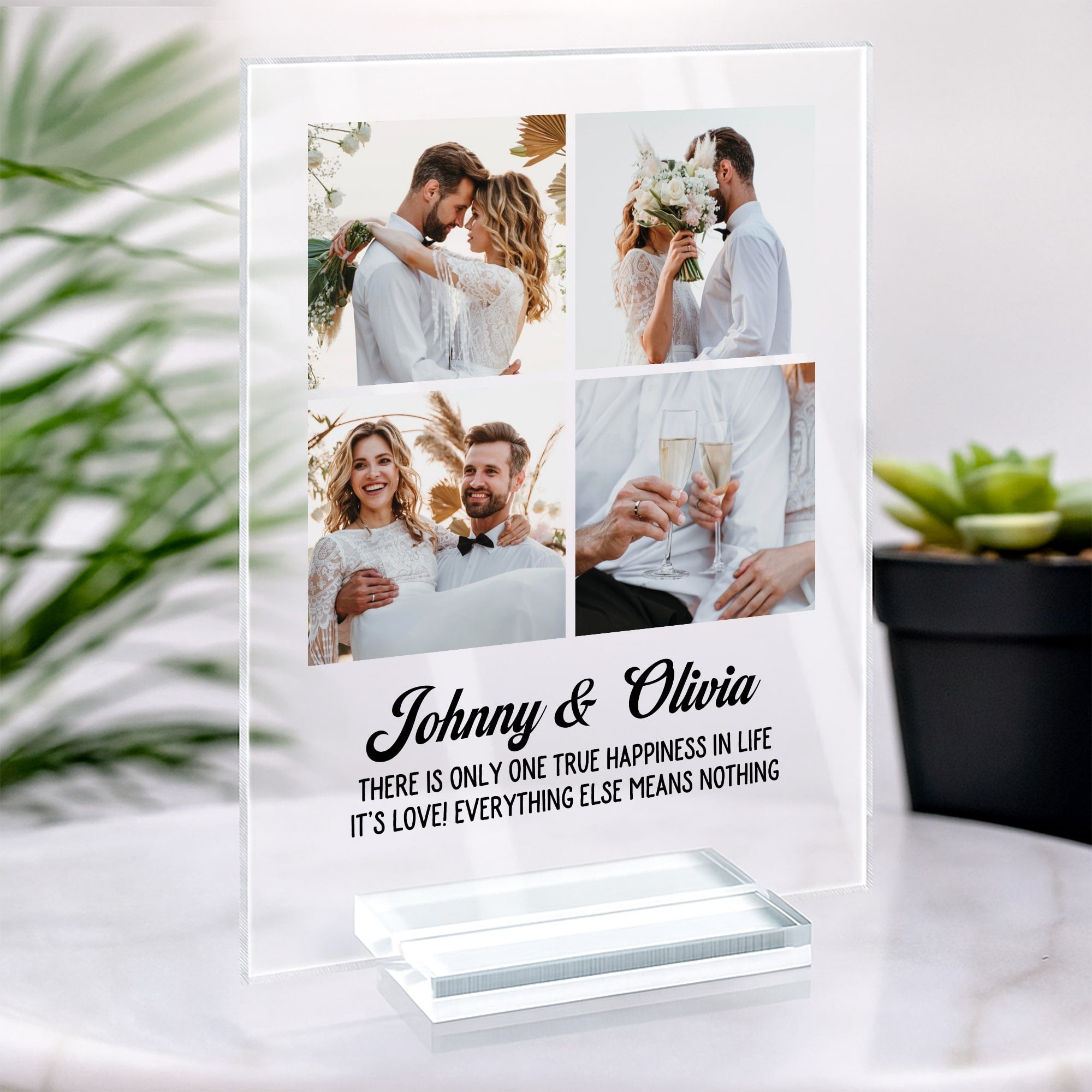 5180RUS2 personalized couple gifts acrylic plaque with stand with photo 5180R665G
