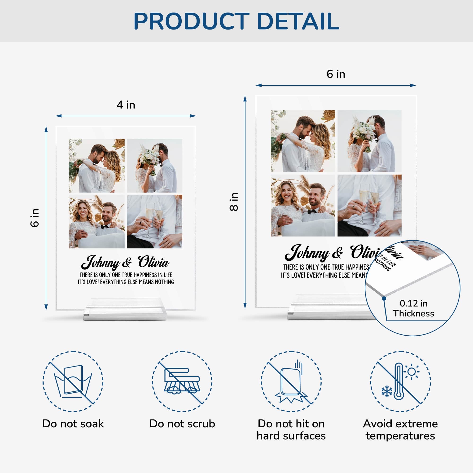 5180RUS4 personalized couple gifts acrylic plaque with stand with photo 5180R665G