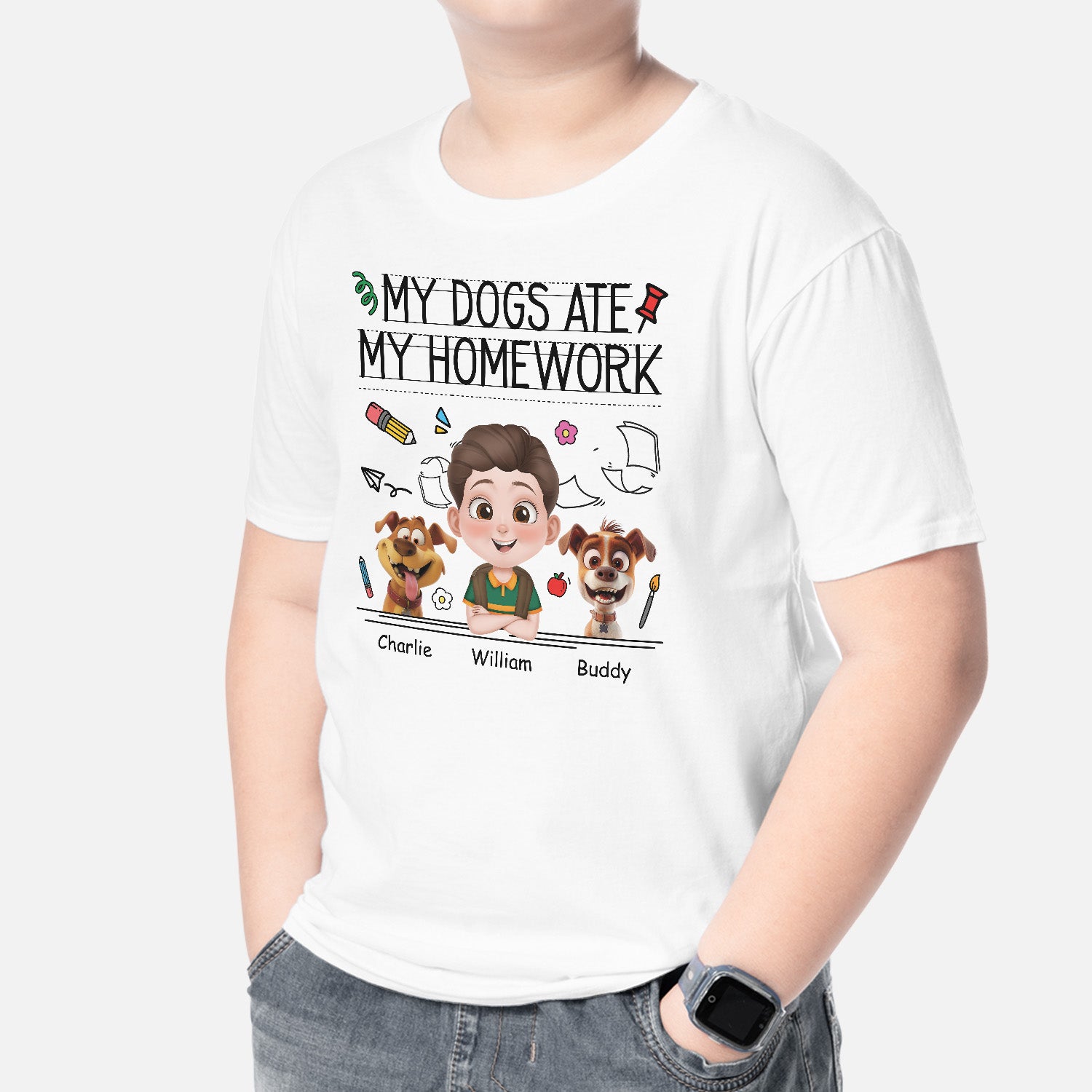 5195AUK2 personalized gifts for kids my dog ate my homework shirt_s 5195AKYTK