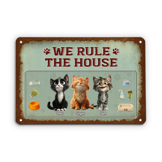 5199EUK1 custom gifts for cat owners we rule the house metal signs 5199E8YAD
