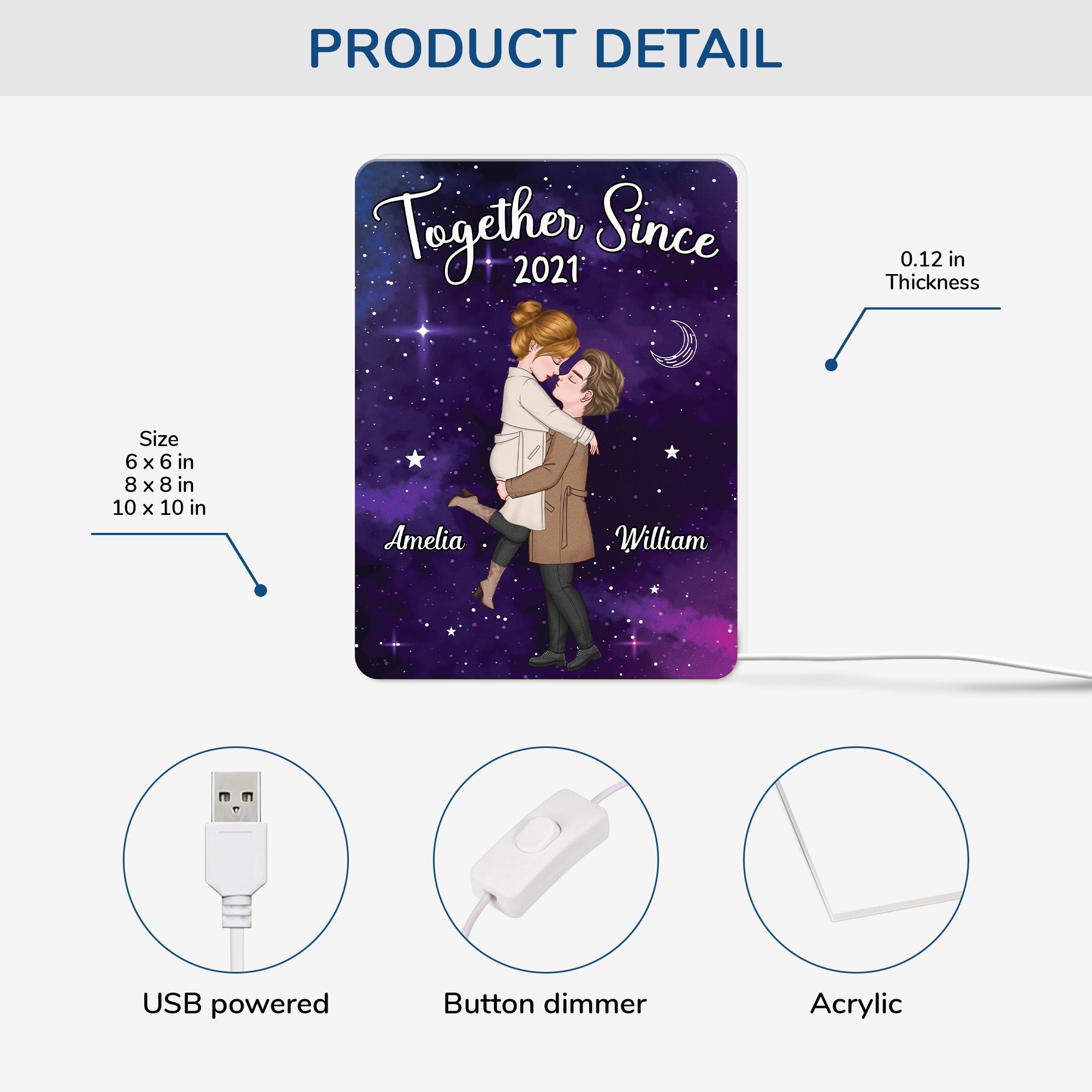 5205LUS3 personalized couple gifts together since light box 5205L8MTG