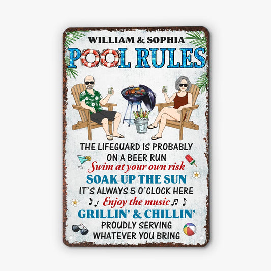 5210EUS2 custom metal signs funny pool rules sign for couple 5210ETKAG
