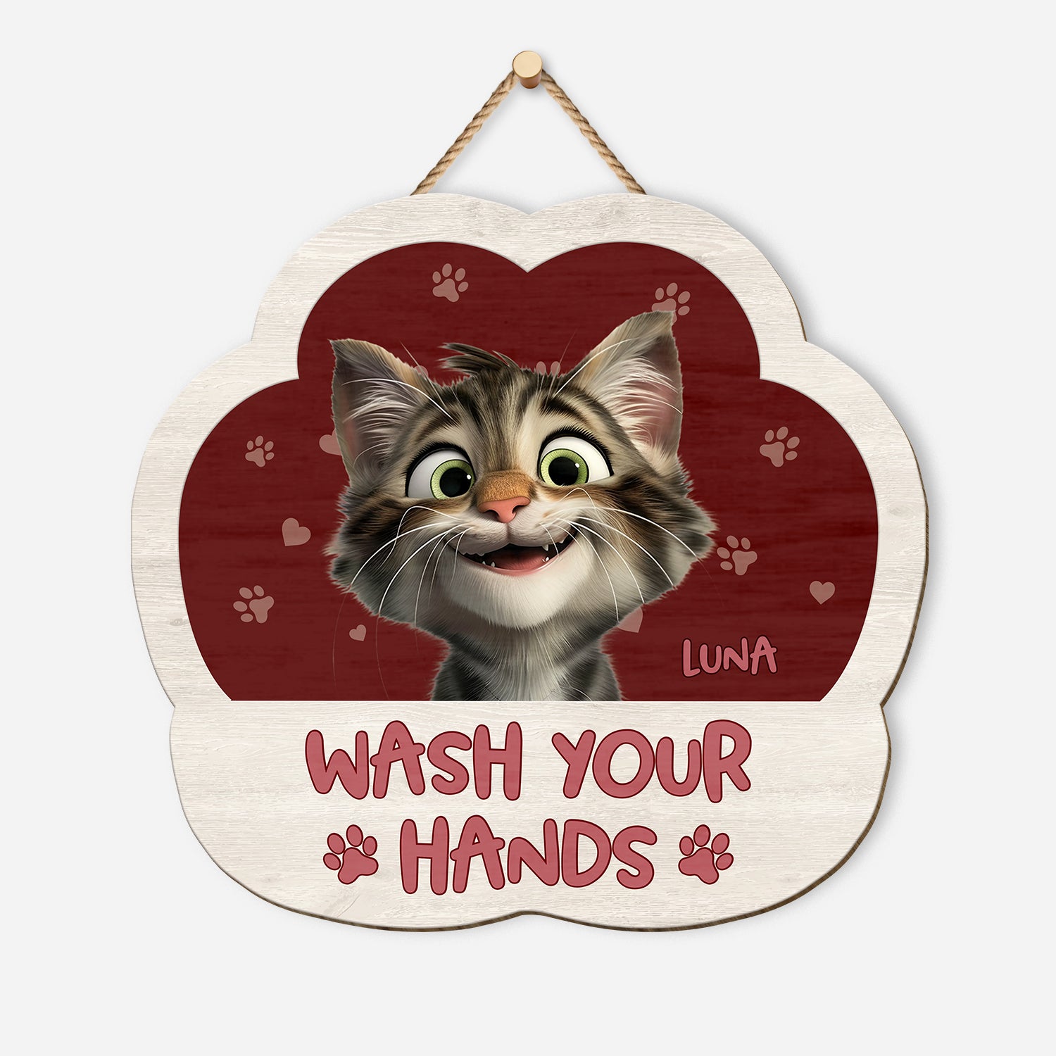 5214QUS1 custom gifts for cat lovers wash your paws wood signs 5214QK6ND