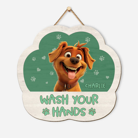 5214QUS1 custom gifts for dog lovers wash your paws wood signs 5214QK6NC