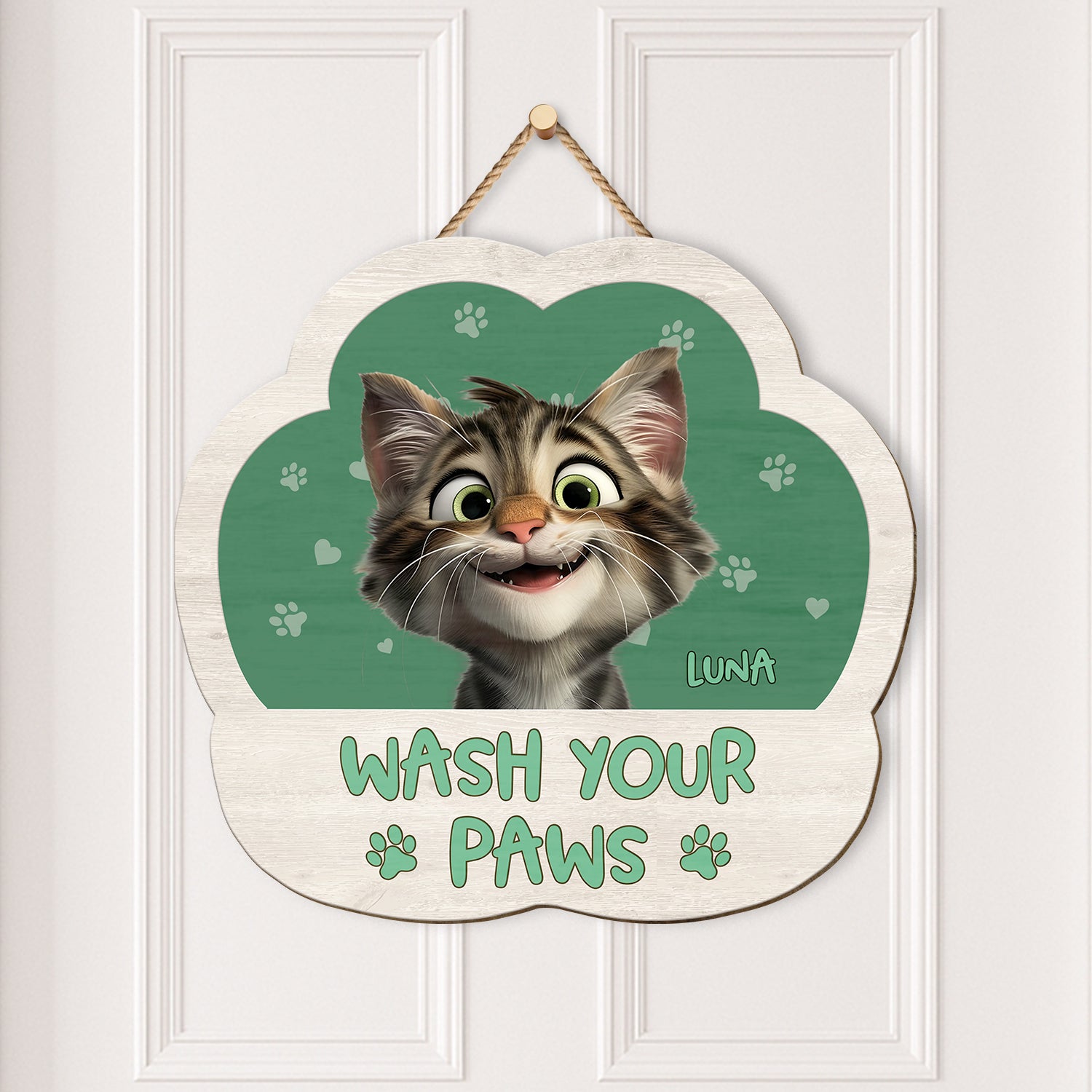 5214QUS2 custom gifts for cat lovers wash your paws wood signs 5214QK6ND