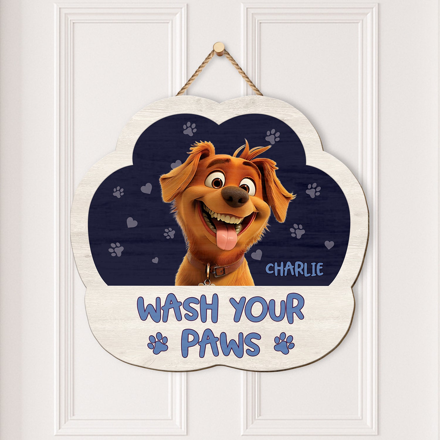 5214QUS2 custom gifts for dog lovers wash your paws wood signs 5214QK6NC