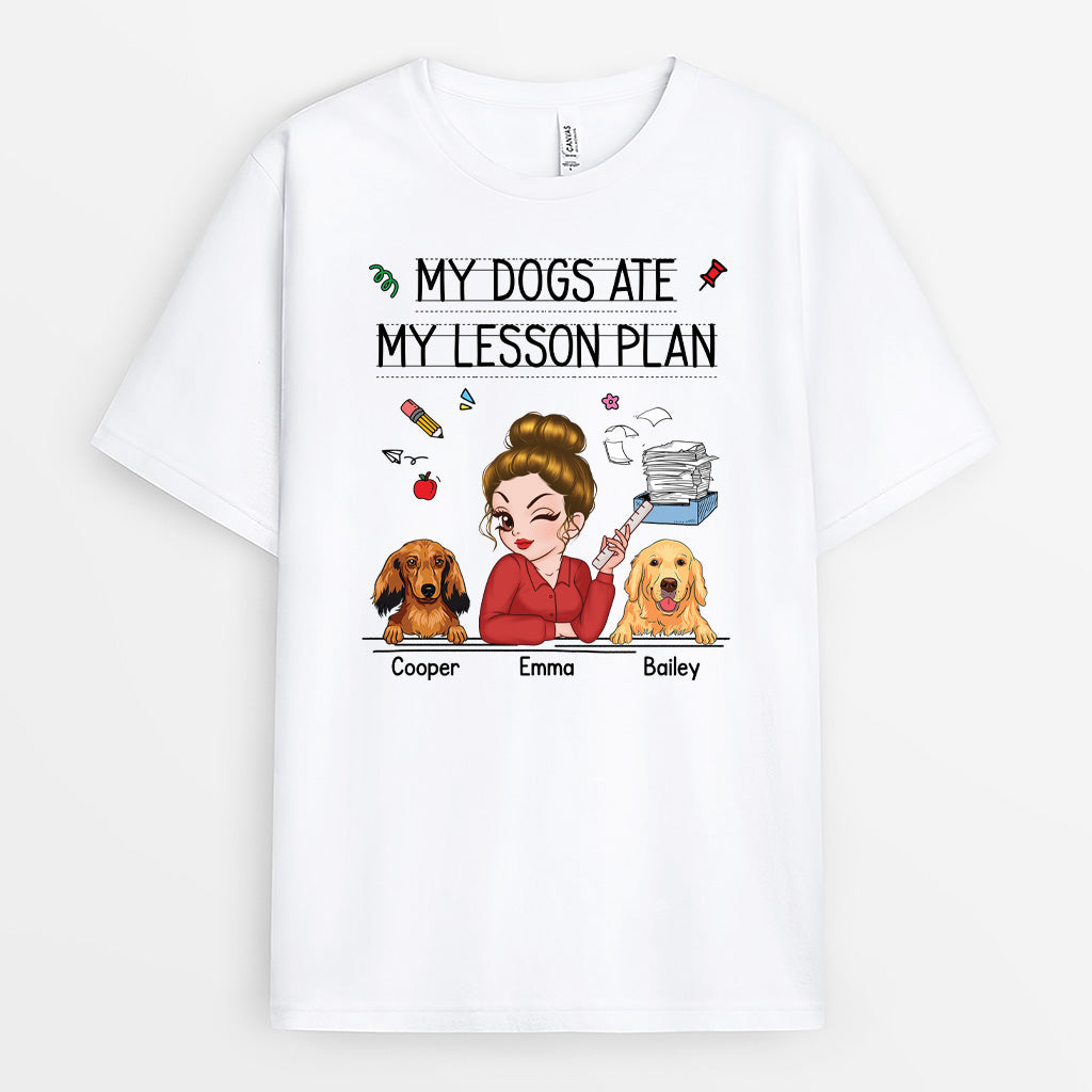 5223AUK1 personalized teacher gifts my dog ate my lesson plan_ shirt 5223ATGAT