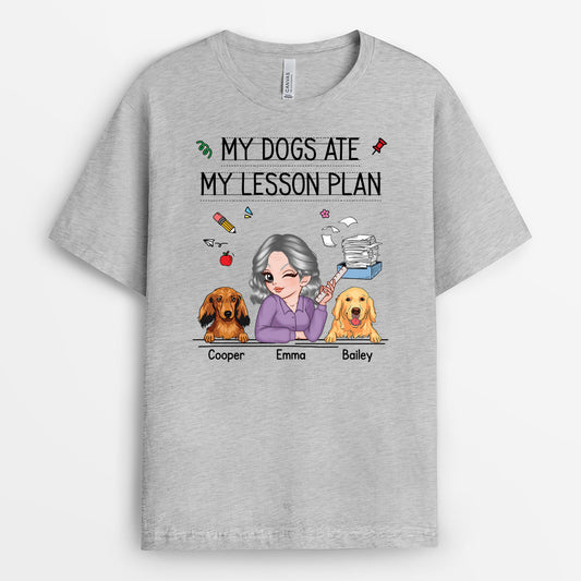 5223AUK2 personalized teacher gifts my dog ate my lesson plan_ shirt 5223ATGAT