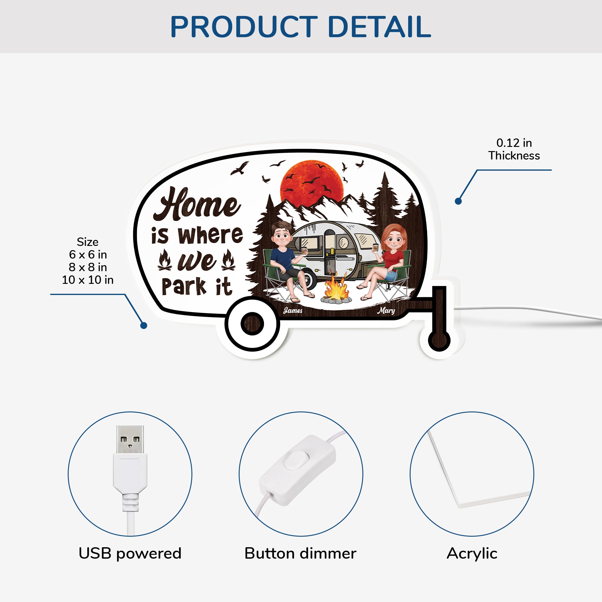 5231LUS3 custom camping gifts for couples home is where we park it light box 5231LTLZG