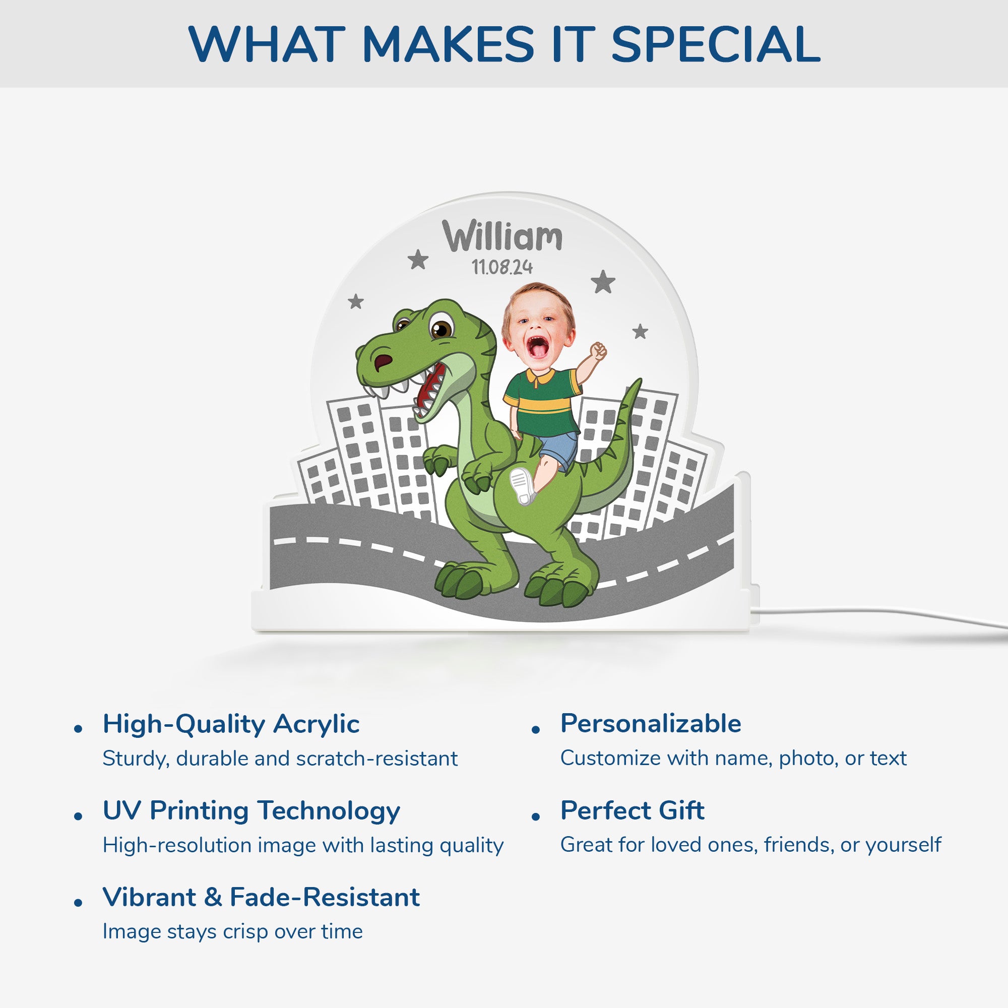 5257LUS4 personalized dinosaur gifts for kids light box with face 5257LTUTK