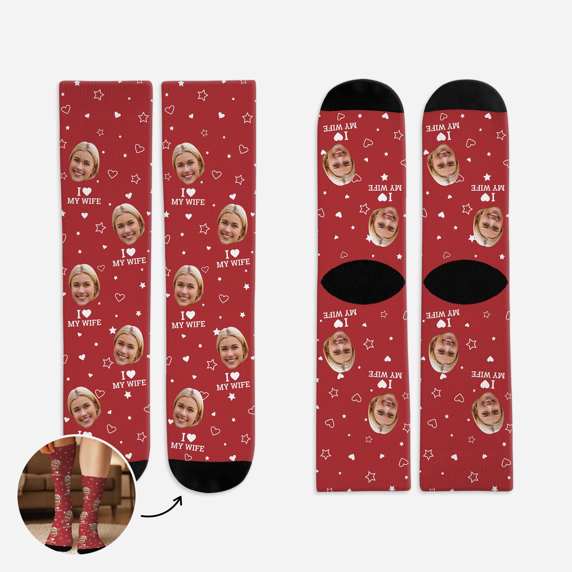 5302JUK1 personalized gifts for husband i love my wife socks with faces 5302J8LMG