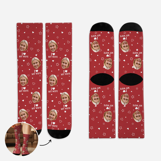 5302JUK1 personalized gifts for husband i love my wife socks with faces 5302J8LMG