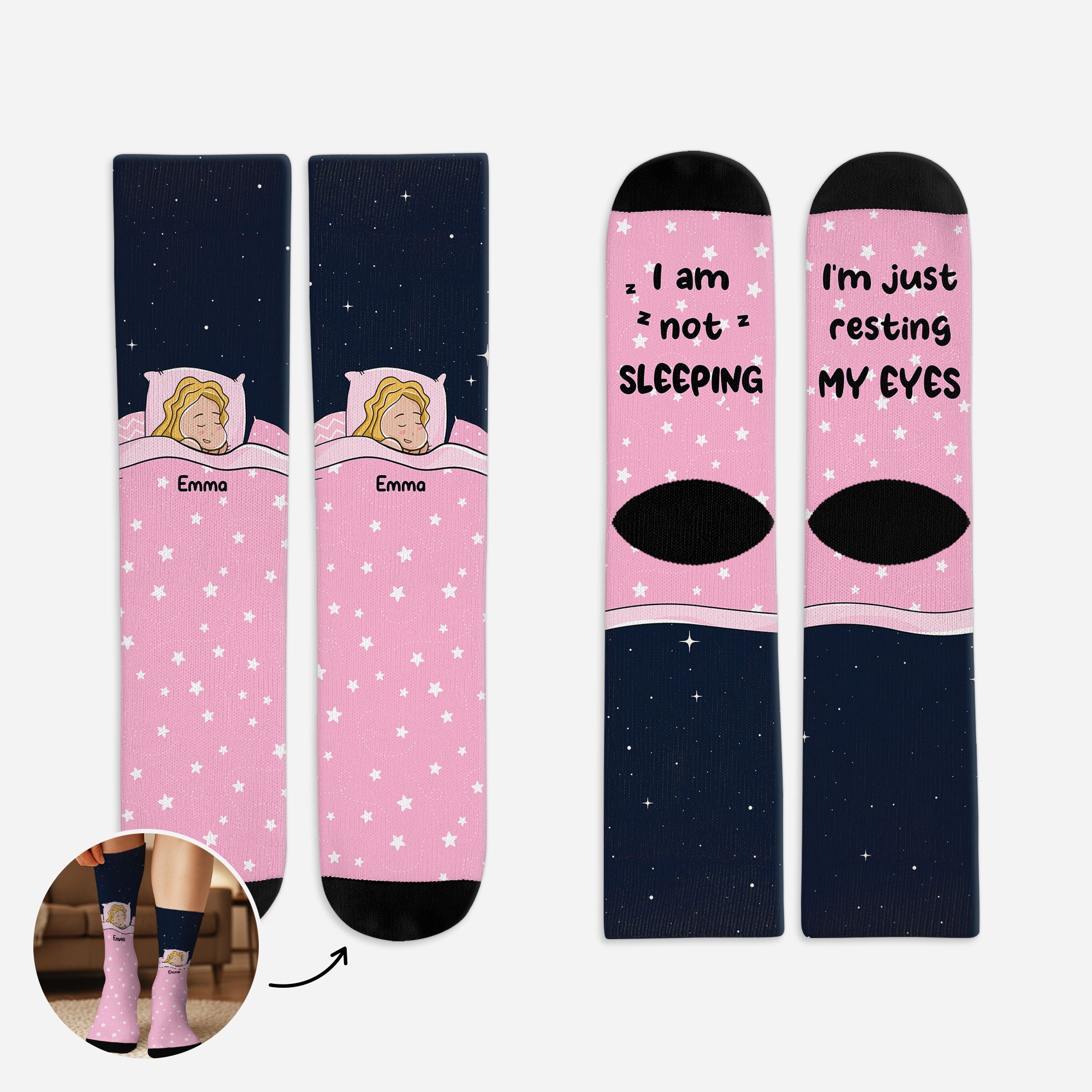 5320JUK1 custom socks im not sleeping im just resting my eyes socks 5320J3ZZB