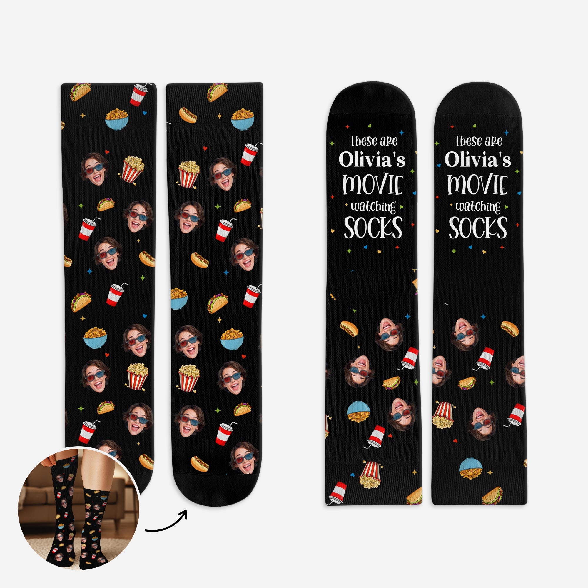 5327JUS1 personalized gifts for movie lovers_ movie watching socks 5327J6VAA