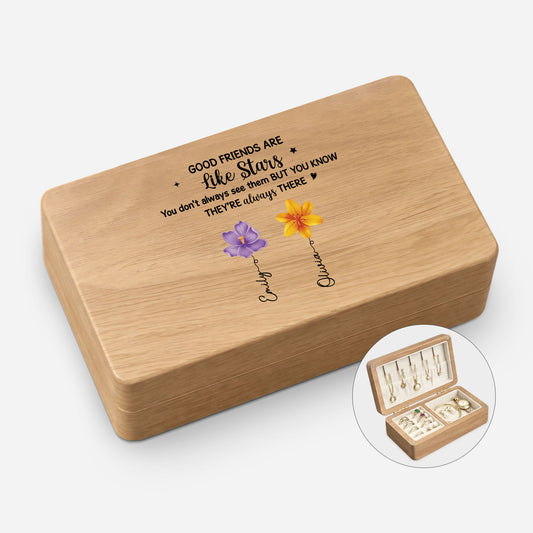 5342AUK1 personalised good friends are like stars wooden jewellery box 5342ajcv0f