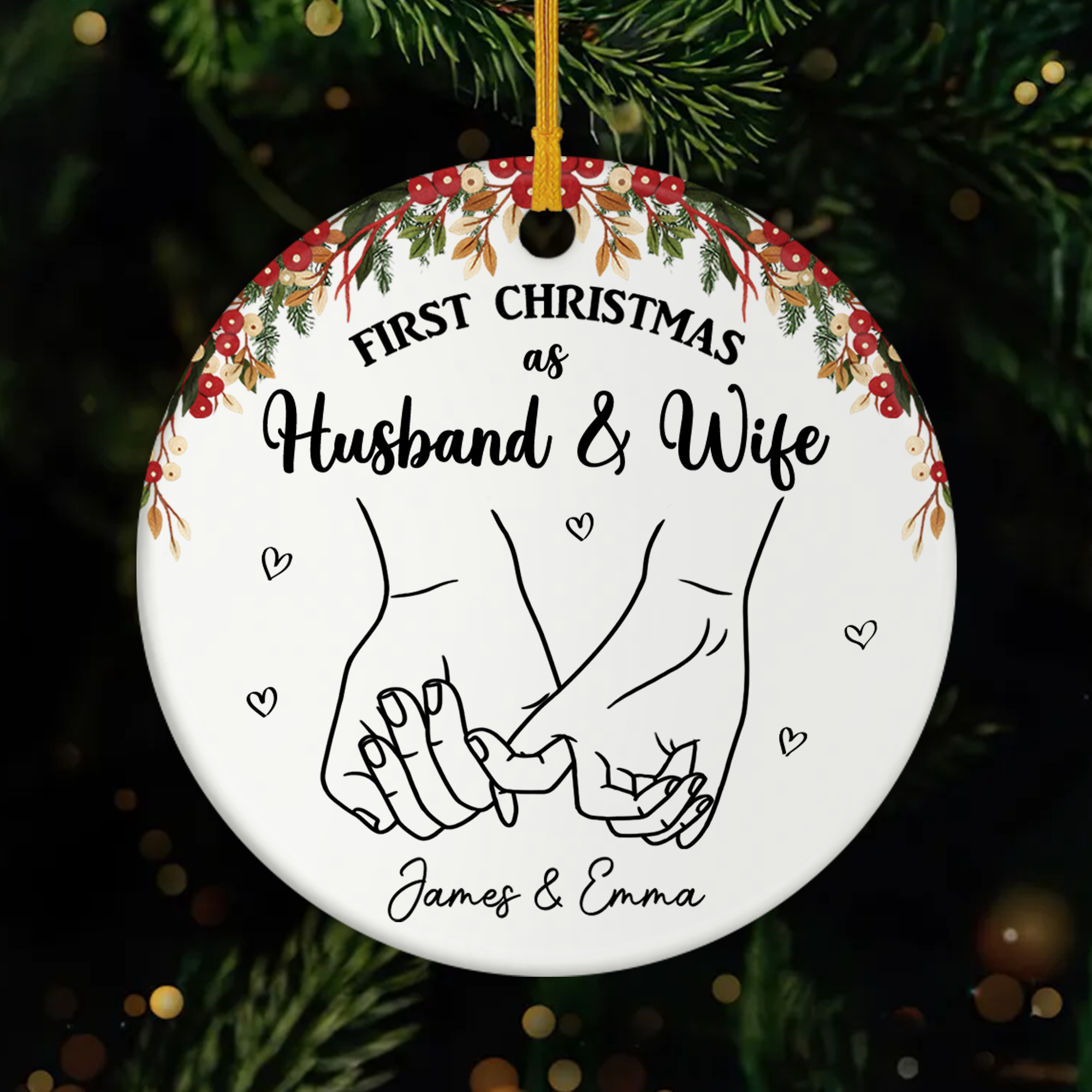 5343OUS1 custom ceramic ornament first christmas as husband and wife gifts_ 5343OKV0G