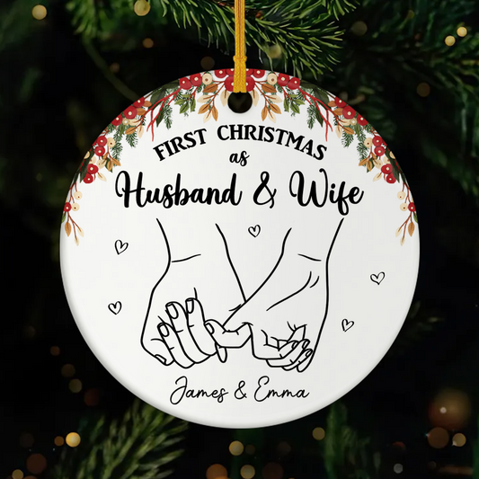 5343OUS1 custom ceramic ornament first christmas as husband and wife gifts_ 5343OKV0G