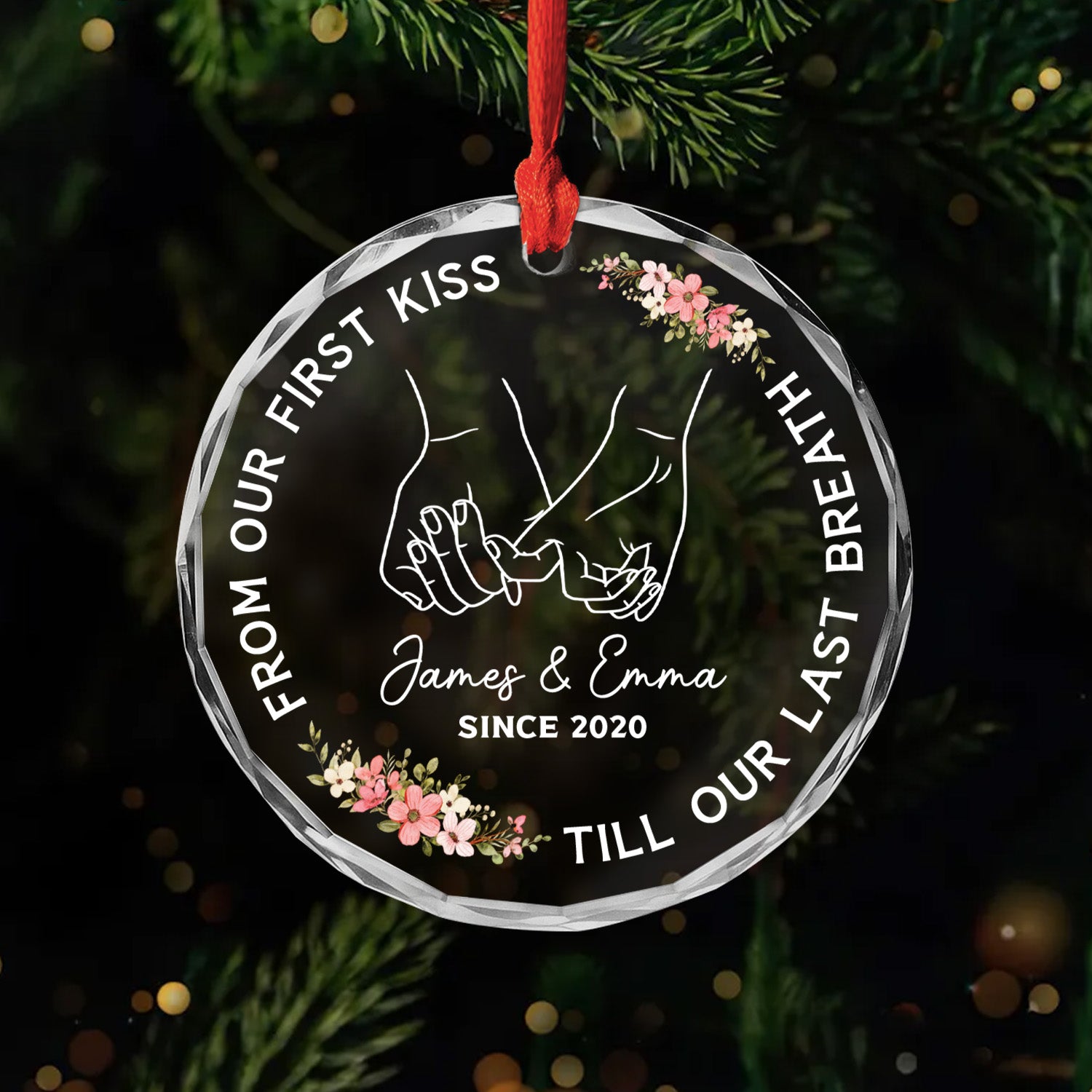 5359OUS1 Personalized Glass Ornaments Christmas Gifts for Couples