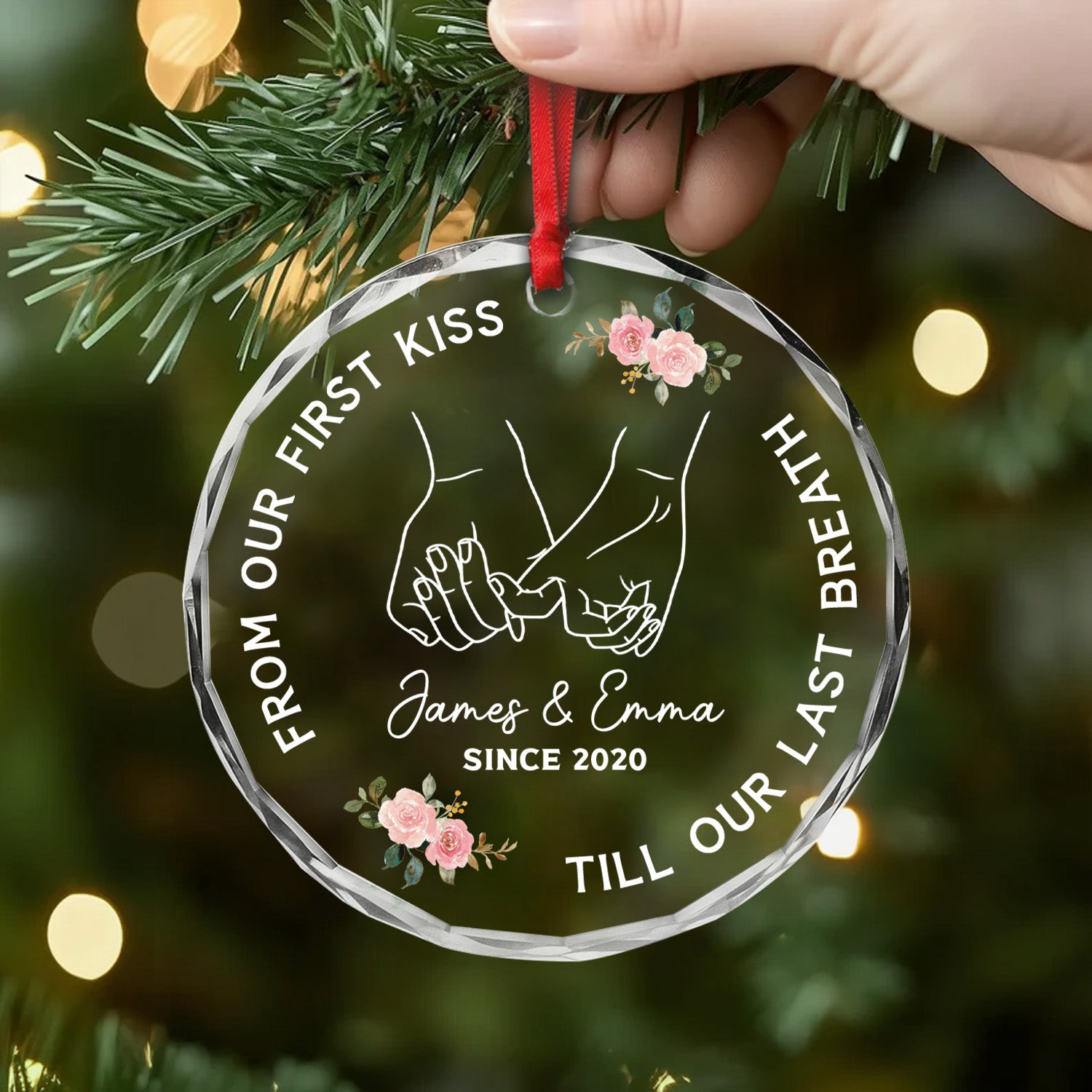 5359OUS2 Personalized Glass Ornaments Christmas Gifts for Couples