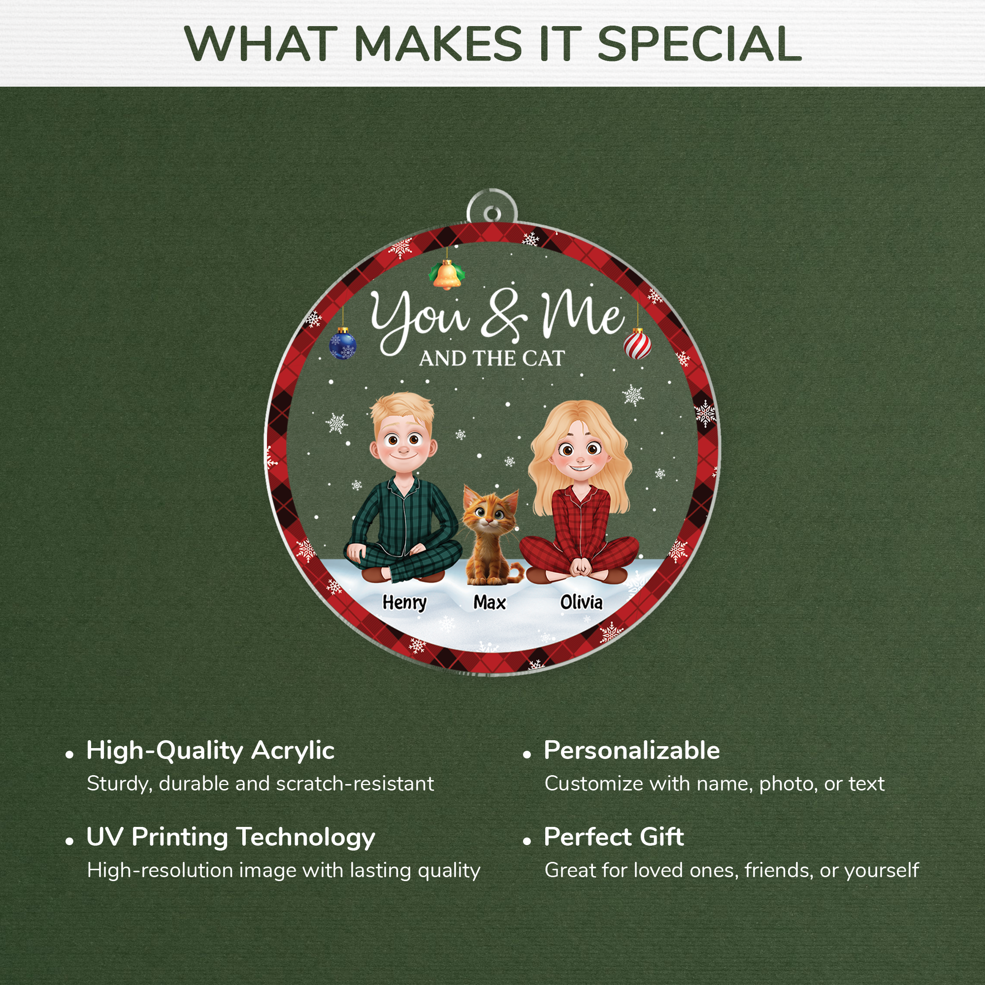 5360OUK4 custom christmas gifts for couples cat acrylic ornament_ 5360OKZ0D