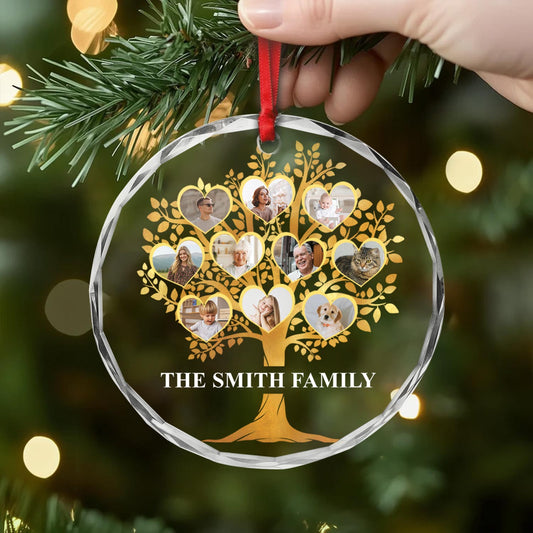 5376OUS2 personalized family tree gifts glass christmas tree ornaments 5376O