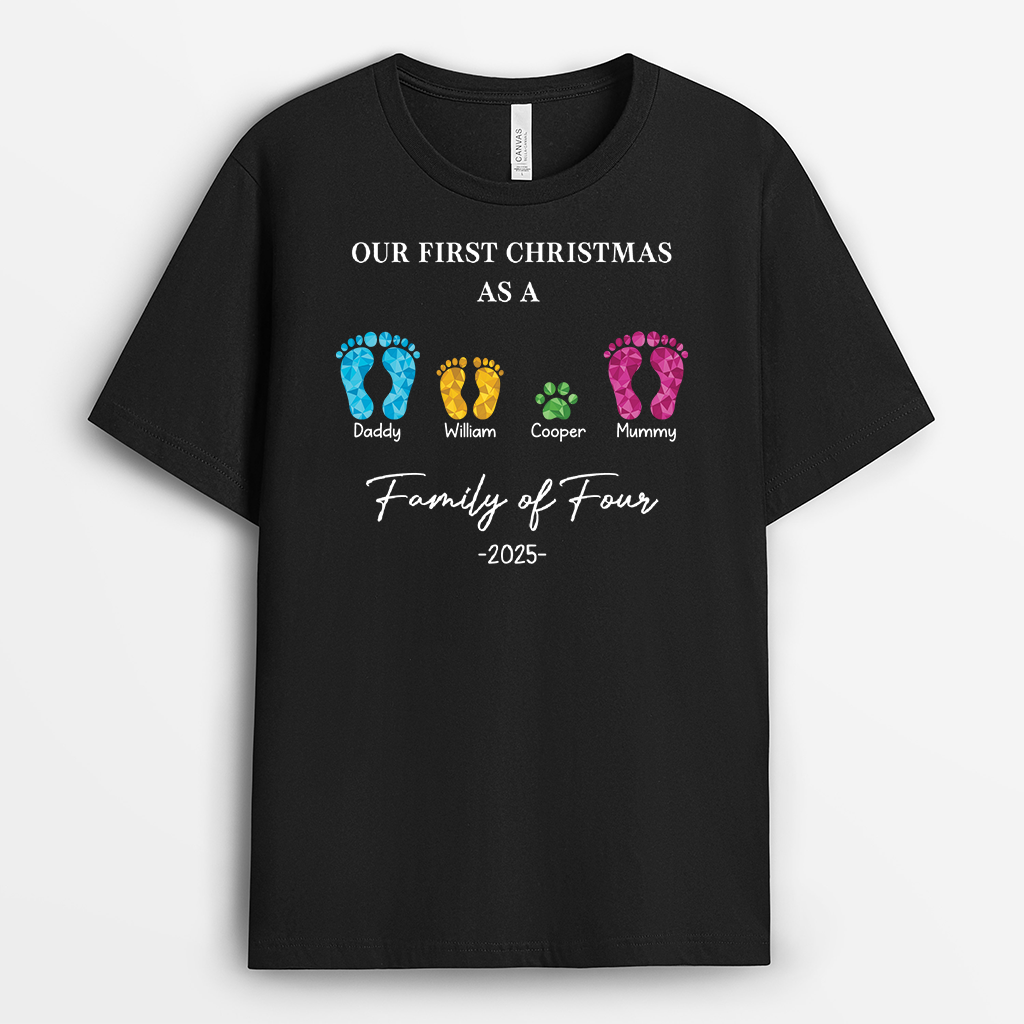 5401AUK1 matching family shirts_ our first christmas as a family of 4 5401A3ZQI