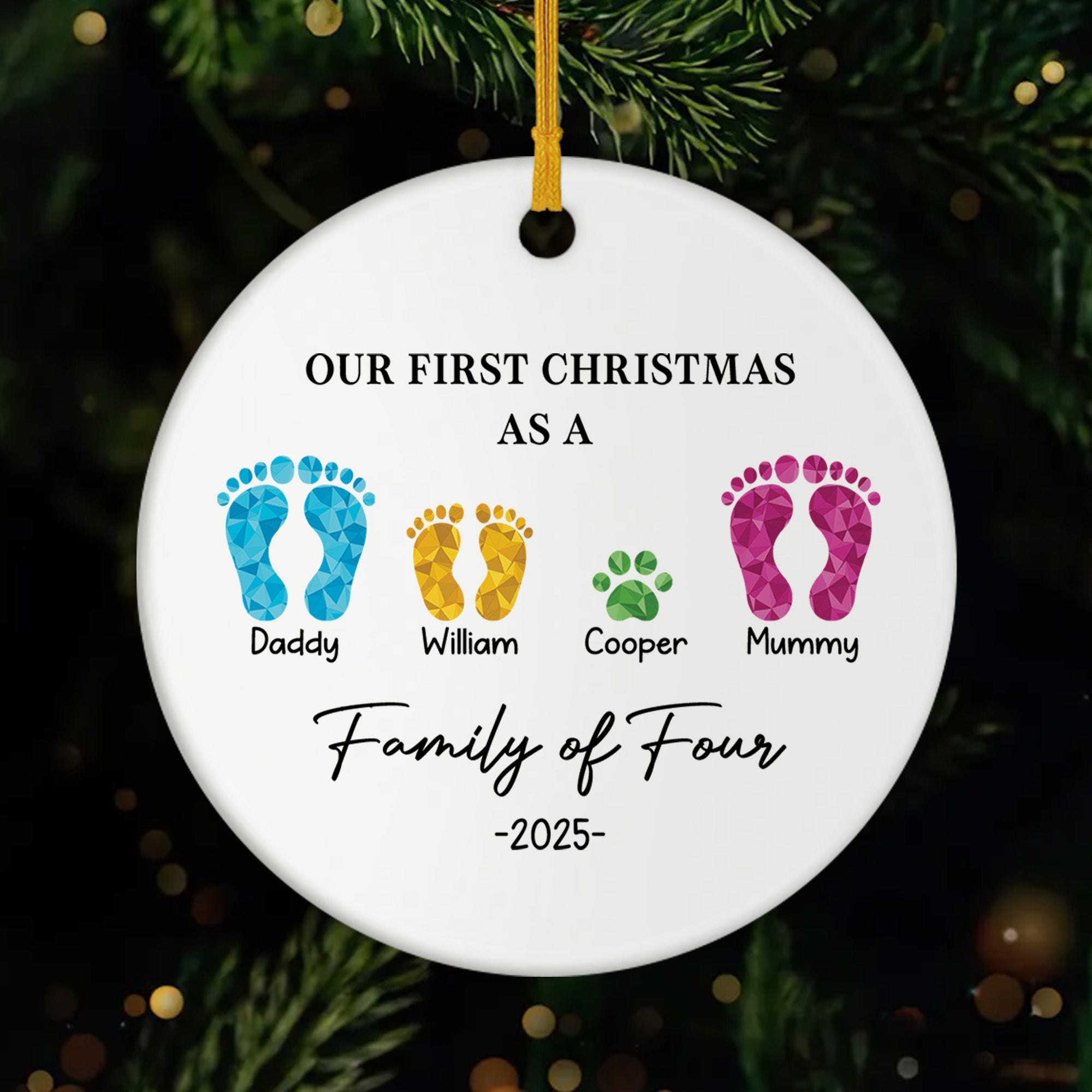 5401OUK1 ceramic first christmas as a family of 4 ornament_ custom family gifts 5401O3ZQI