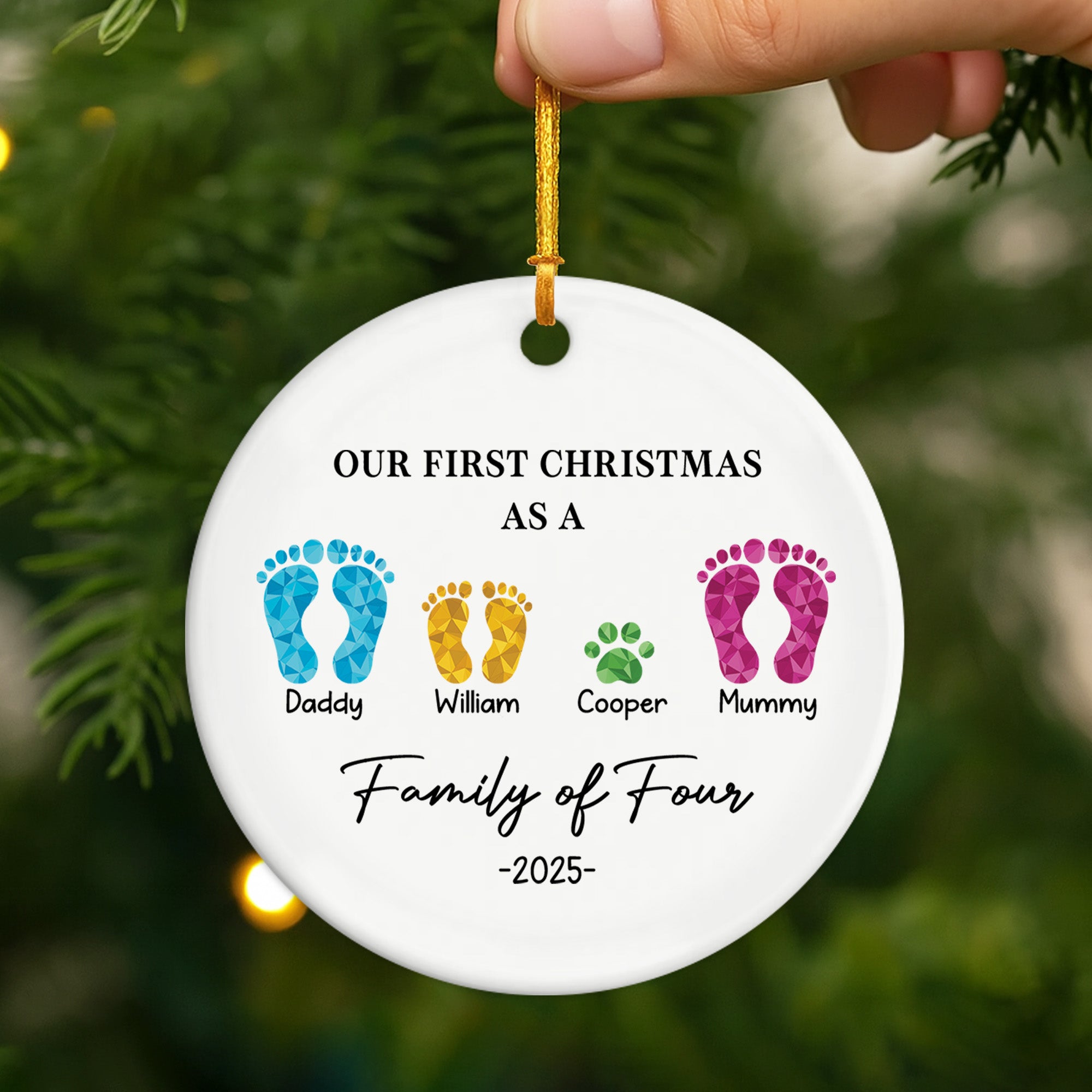 5401OUK2 ceramic first christmas as a family of 4 ornament_ custom family gifts 5401O3ZQI