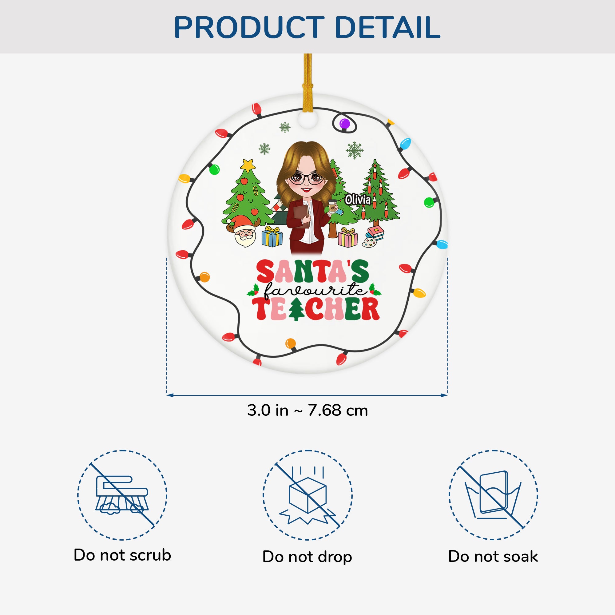 5406OUK3 personalised santas teacher ceramic ornament 5406O_32e440c7 8083 4a9d ae06 52a731af54c6