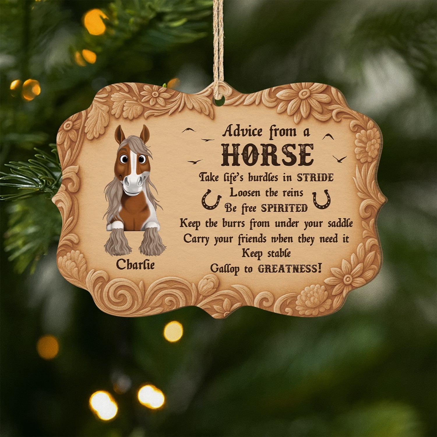 5421OUS1 personalized horse xmas ornaments_ 1 layered wooden ornaments 5421O6HMU