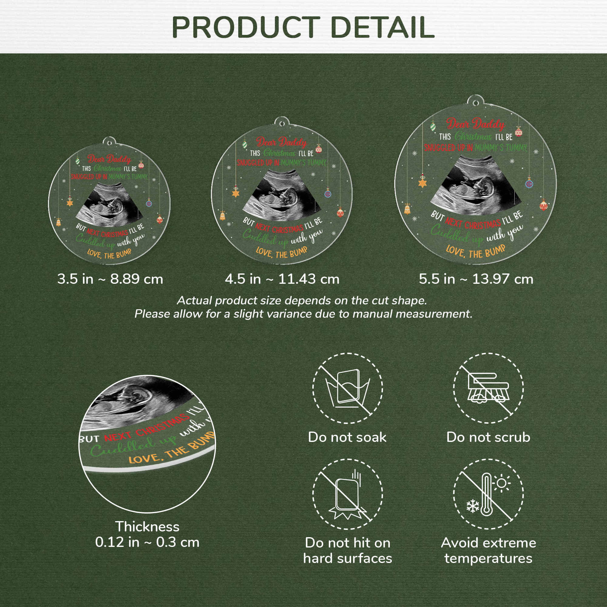 5428OUS3 custom dad to be gifts_ acylic ultrasound christmas ornament_ 5428OKU5B